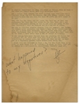 Hunter S. Thompson Letter Signed From 1961 -- Thompson Writes of His Girlfriend Getting an Abortion, ''...upon our return from Tiajuana, a place that all potential papas should know about...''
